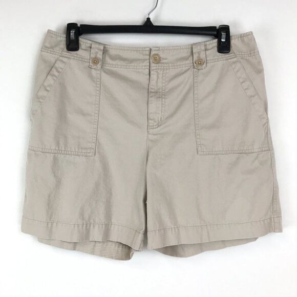 Lauren Jeans Co. Twill Shorts Women's Plus Size 14 Khaki 100% Cotton High Rise - Picture 1 of 9